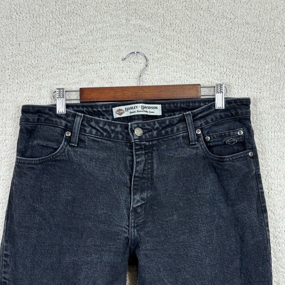 Vtg Harley Davidson Jeans Womens 14 Black Bootcut Genuine Motor Clothes 5 Pocket - Picture 2 of 15